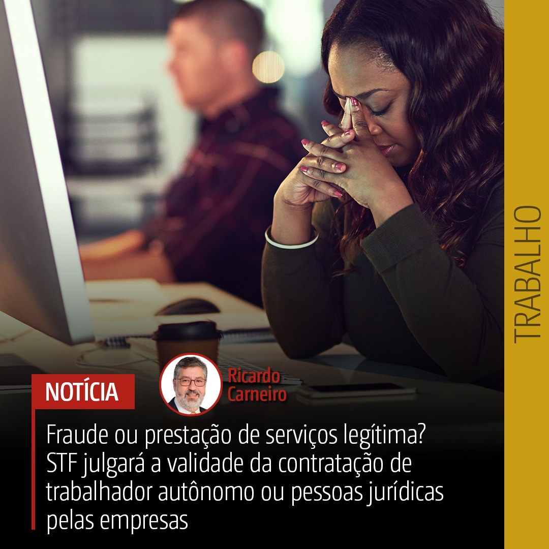 O Supremo Tribunal Federal (STF), por maioria, decidiu nesta sexta-feira (11/4) por admitir o RE nº 1.520.083 como precedente indicativo de repercussão geral. Correspondente ao Tema nº 1.389, o precedente propõe o debate sobre a licitude da contratação de trabalhador autônomo ou pessoa jurídica para a prestação de serviços, bem como o ônus da prova relacionado à alegação de fraude na contratação civil.